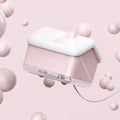 White ultrasonic humidifier and essential oil diffuser with LED light showing mist output