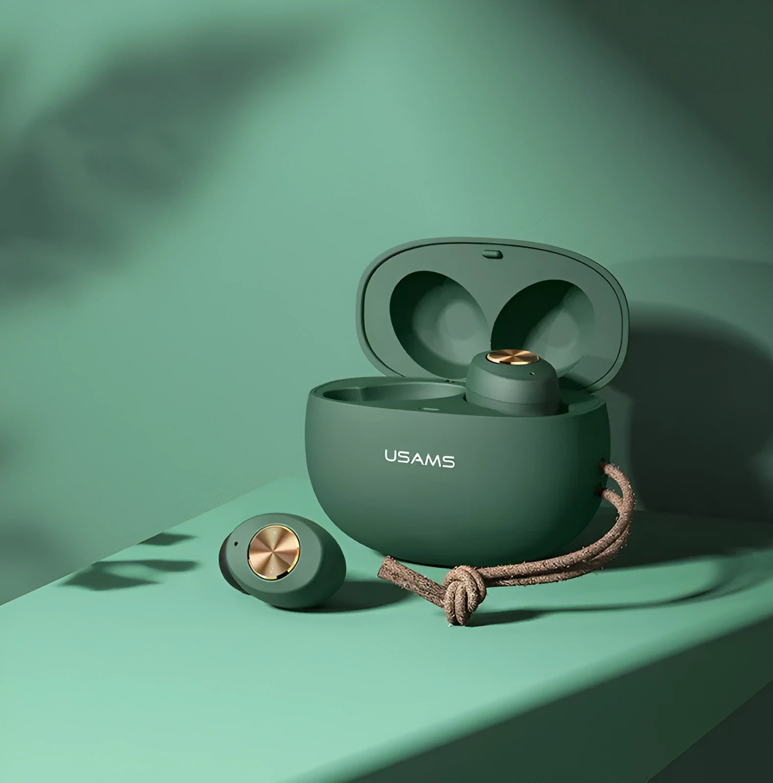 Wireless Bluetooth Mini TWS Pebble Series earbuds in charging case with white black dark green colour options