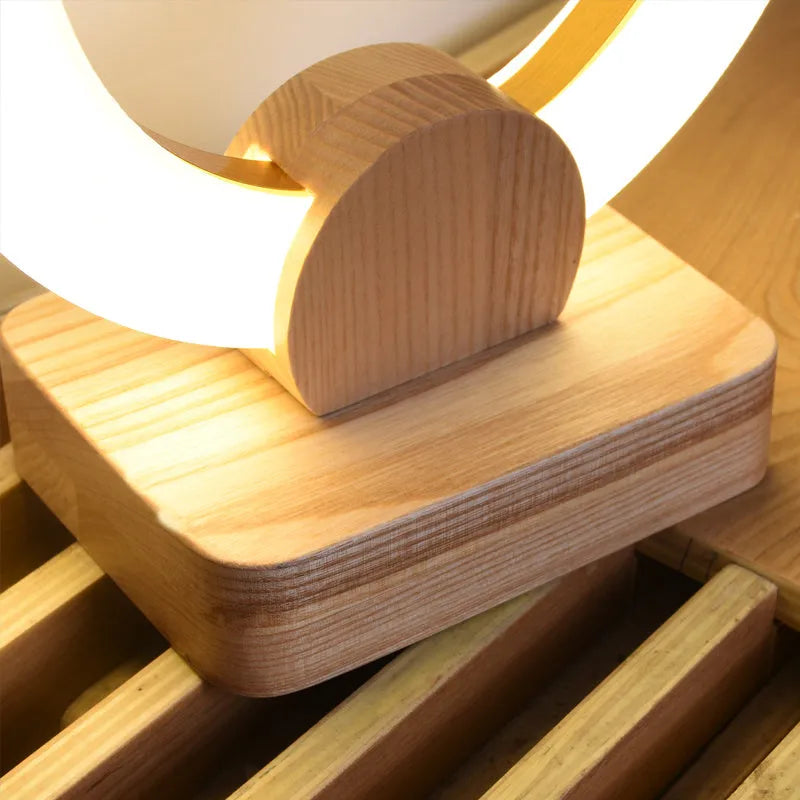 Wooden art circular chandelier with acrylic shade in Nordic style design