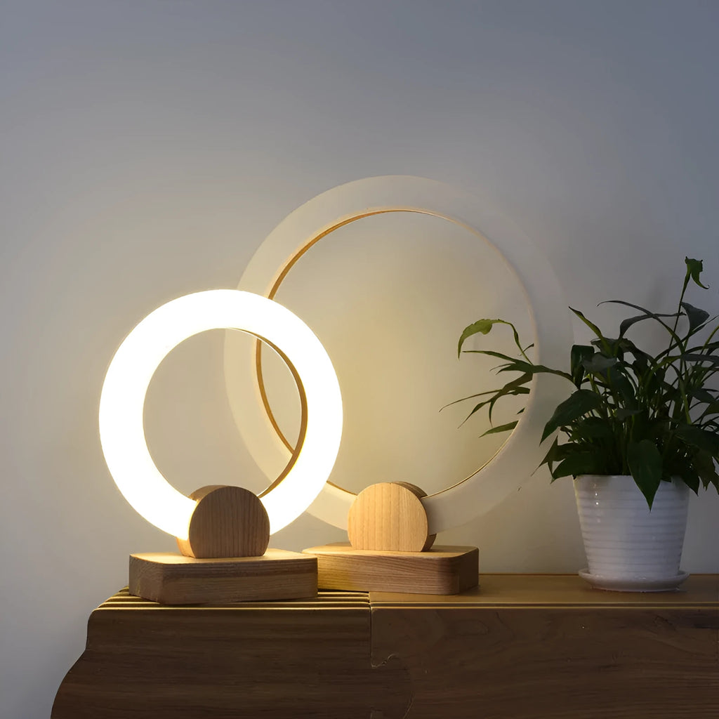 Wooden art circular chandelier with acrylic shade in Nordic style design