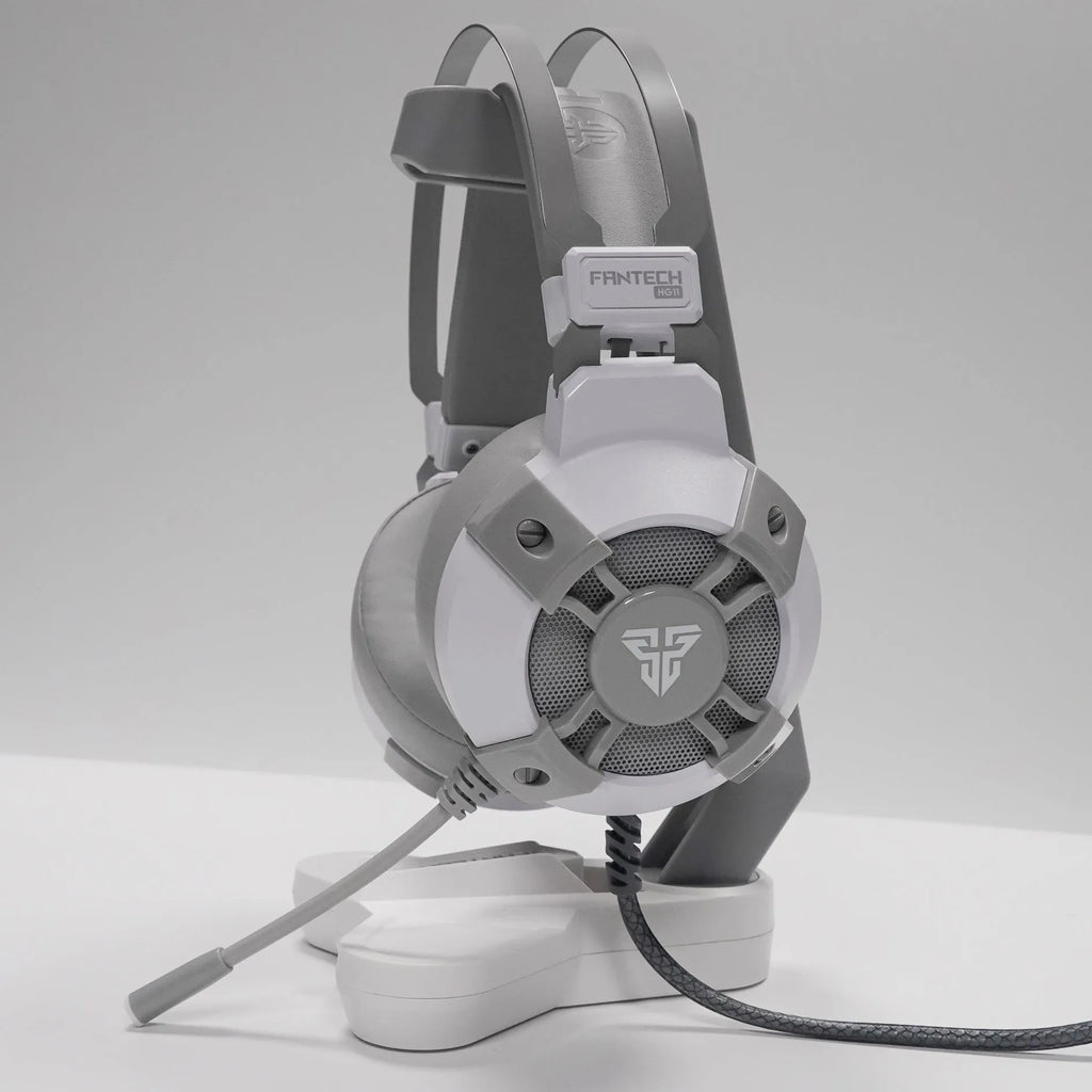 Black FANTECH HG11 USB gaming headset with RGB lights and inline remote on cable