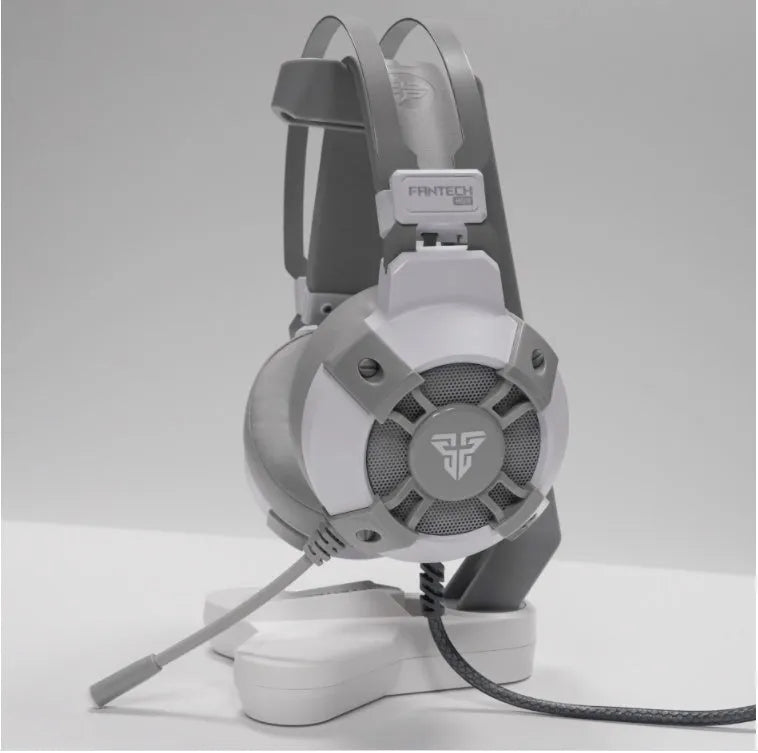 Black FANTECH HG11 USB gaming headset with RGB lights and inline remote on cable