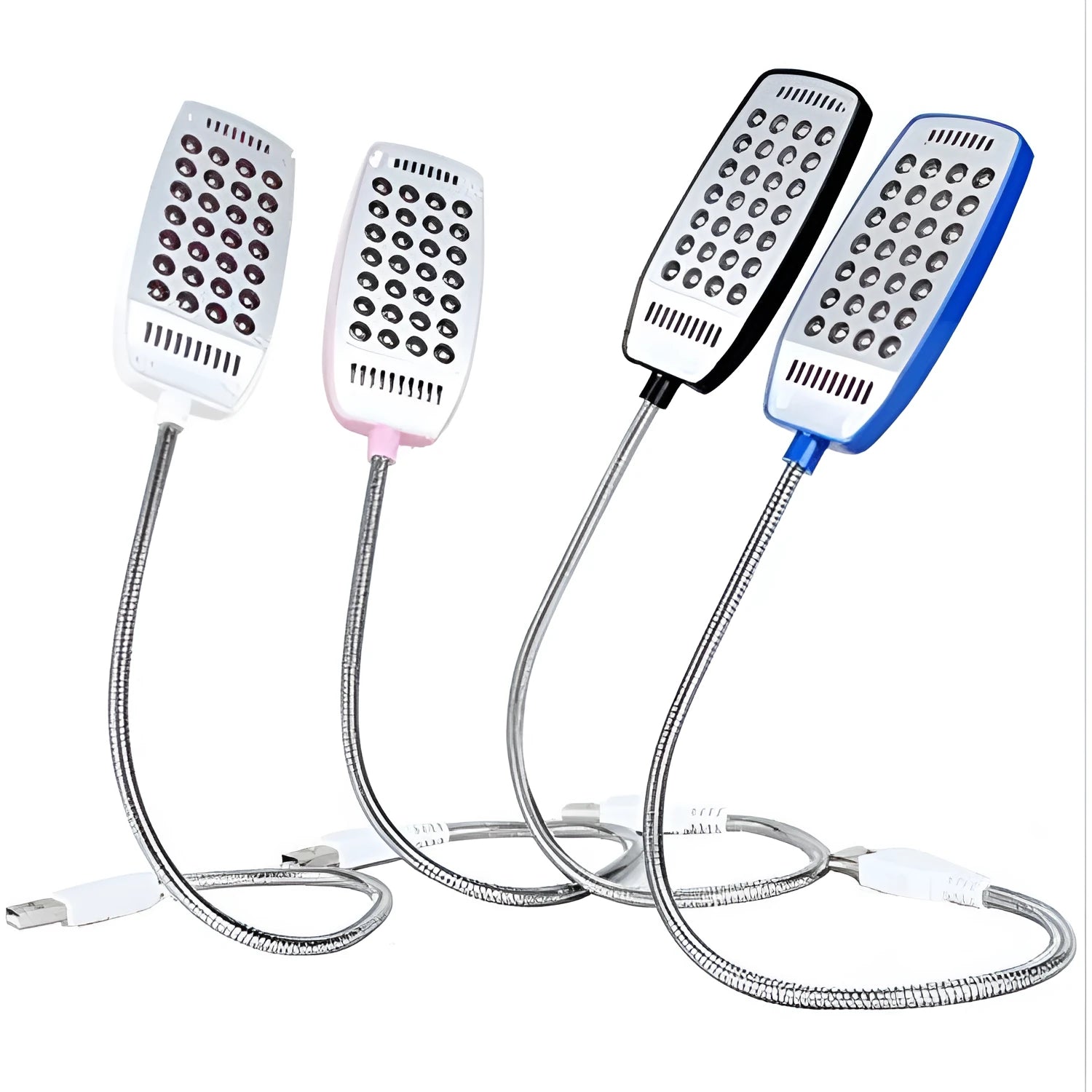Flexible black USB gooseneck desk lamp with LED light bent into position