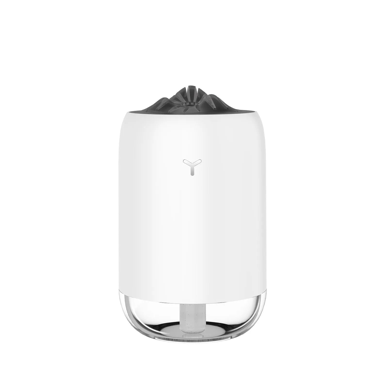 White Magic Flame ultrasonic humidifier and aroma diffuser on a wooden desk.