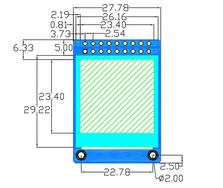 1.3 inch square IPS LCD display screen with 240x240 resolution and 18-pin connector