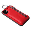 Pink imitation leather wallet phone case with detachable black lanyard attached.