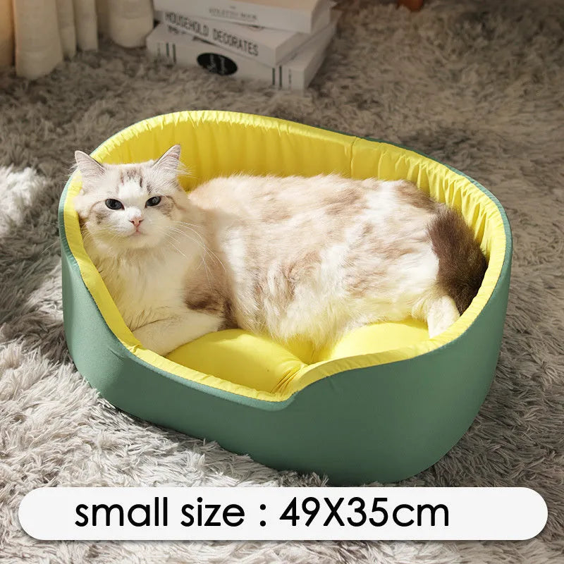 Washable cloth pet kennel for cats and dogs in black or green with three size options.