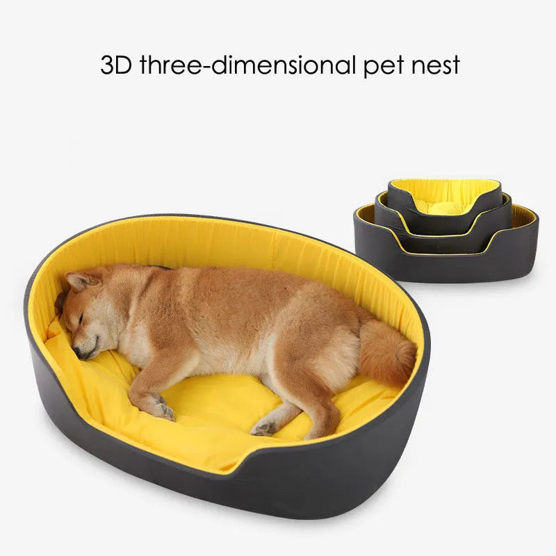 Washable cloth pet kennel for cats and dogs in black or green with three size options.