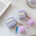 Purple silicone AirPods case with fur ball pendant for AirPods Pro and AirPods 1/2
