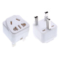 Square white and black universal travel plug adapter with five output sockets for UK US AU plugs