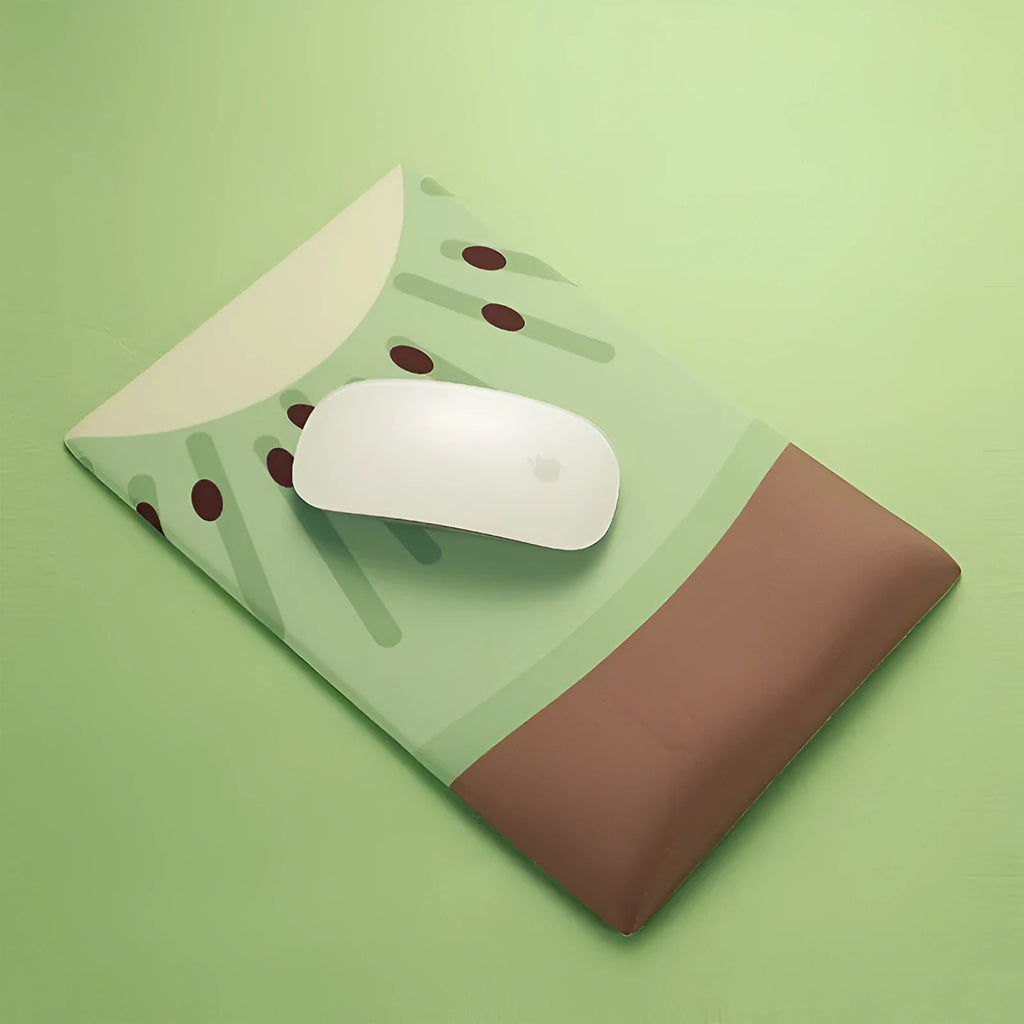 Green kiwi fruit printed mouse pad with thickened wrist support cushion