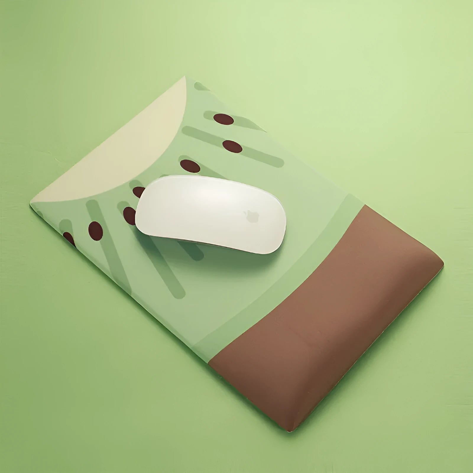 Green kiwi fruit printed mouse pad with thickened wrist support cushion