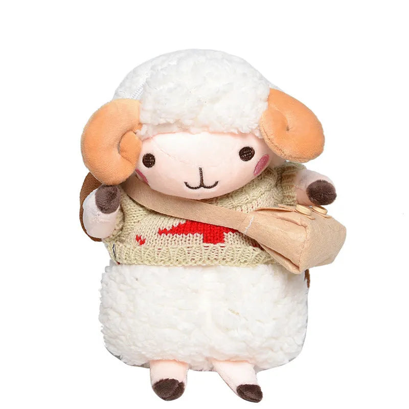 Little Sheep plush crossbody bag with lamb pattern and square design in blue colour