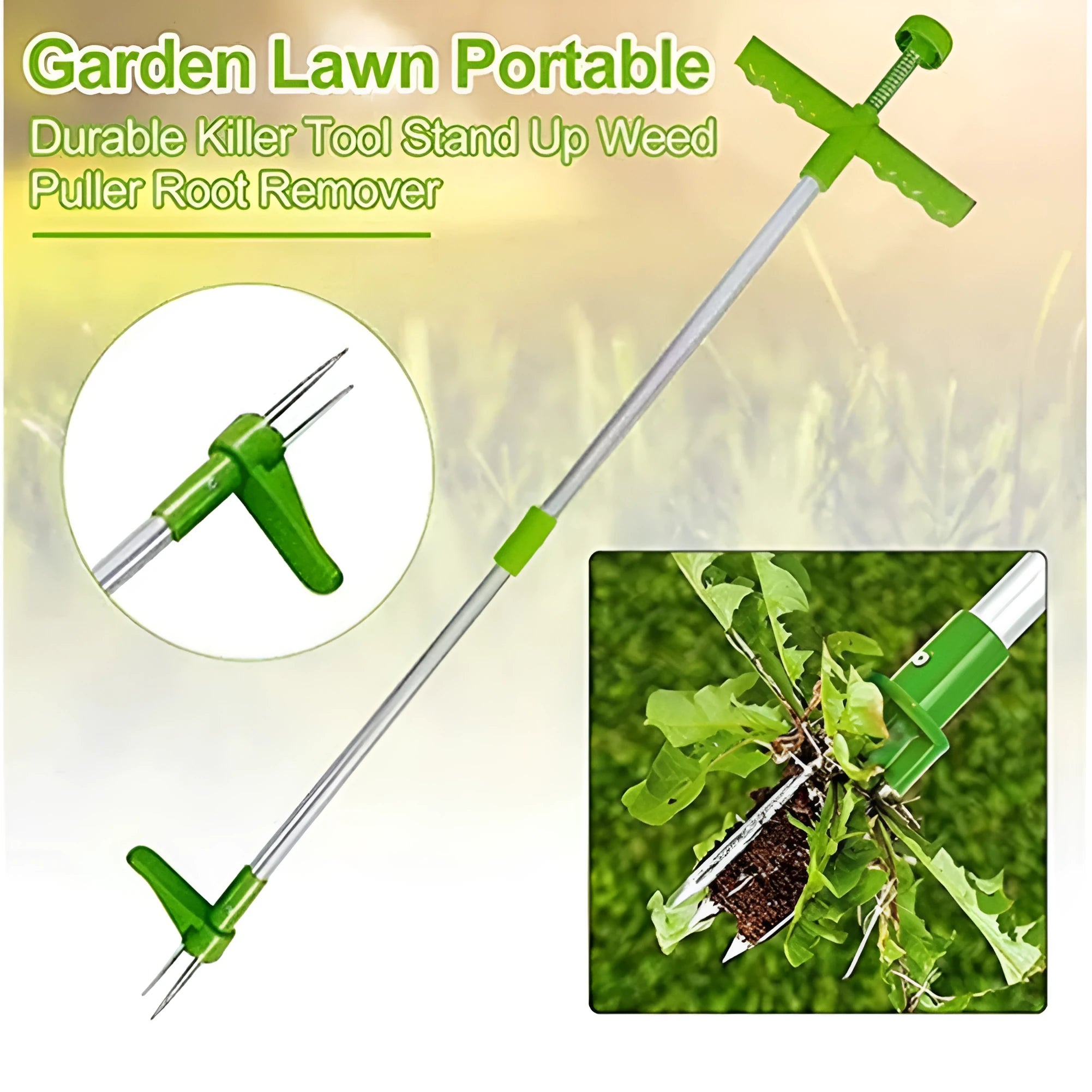 Aluminium manual weed puller garden tool with 50cm length and ABS/PP handles