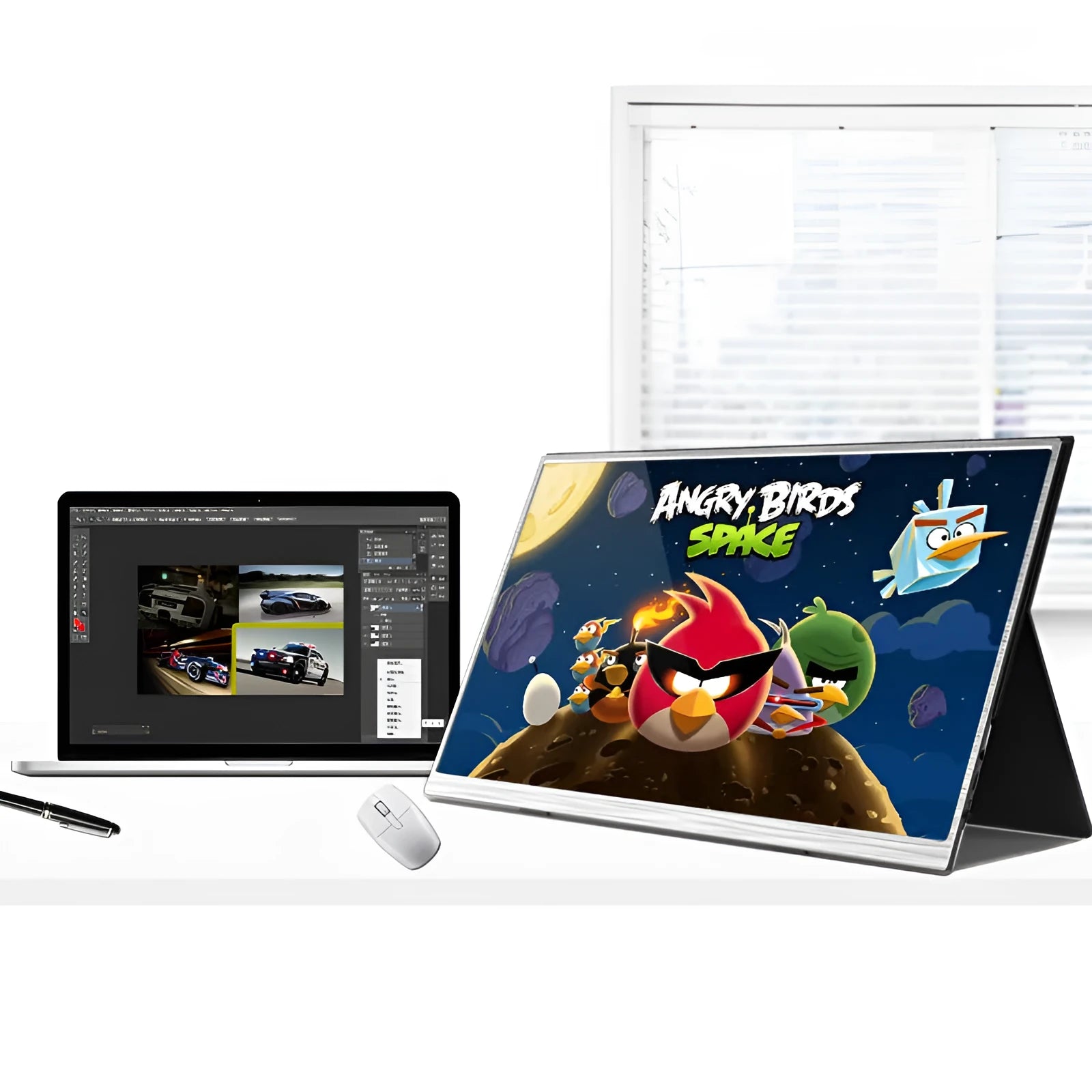 Zeuslap 15 inch ultra-thin portable USB-C monitor with IPS screen on a desk