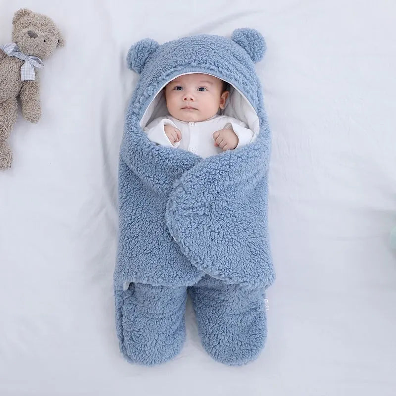 Baby quilted sleeping bag wrapper in cotton blend fabric with quilted pattern