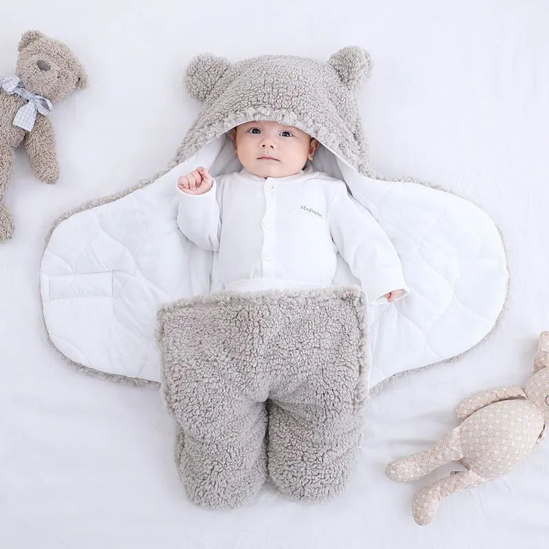 Baby quilted sleeping bag wrapper in cotton blend fabric with quilted pattern
