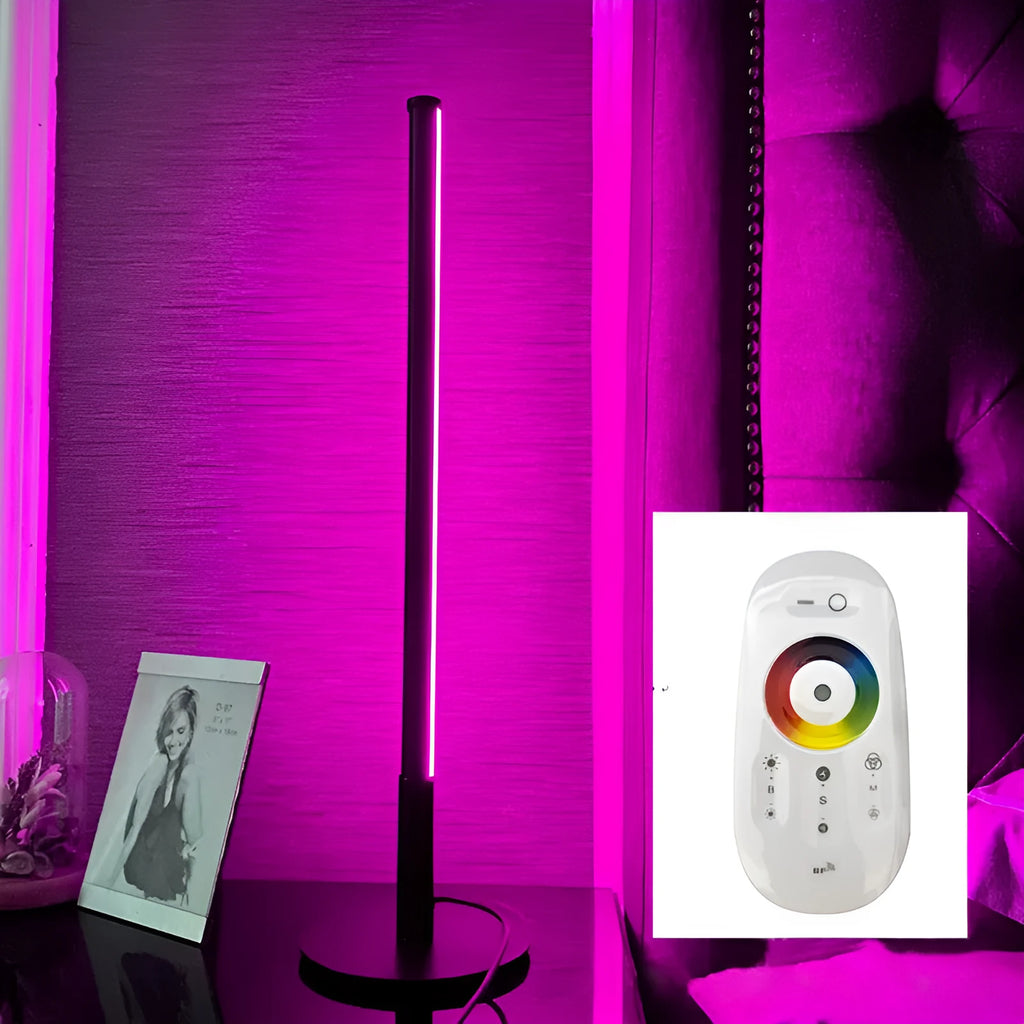Nordic minimalist LED bedside lamp in black or gold with RGB lighting, 150x150x440mm dimensions