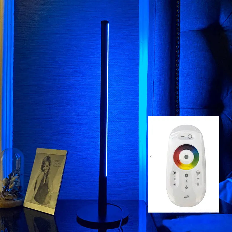 Nordic minimalist LED bedside lamp in black or gold with RGB lighting, 150x150x440mm dimensions