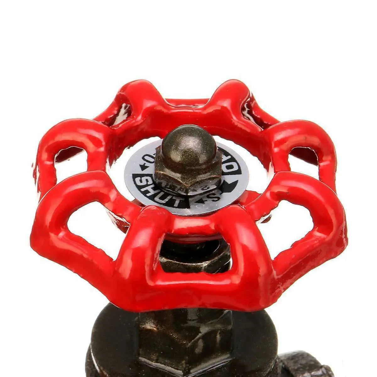 Red and gray copper steampunk 3/4 inch industrial manual valve with threaded connections