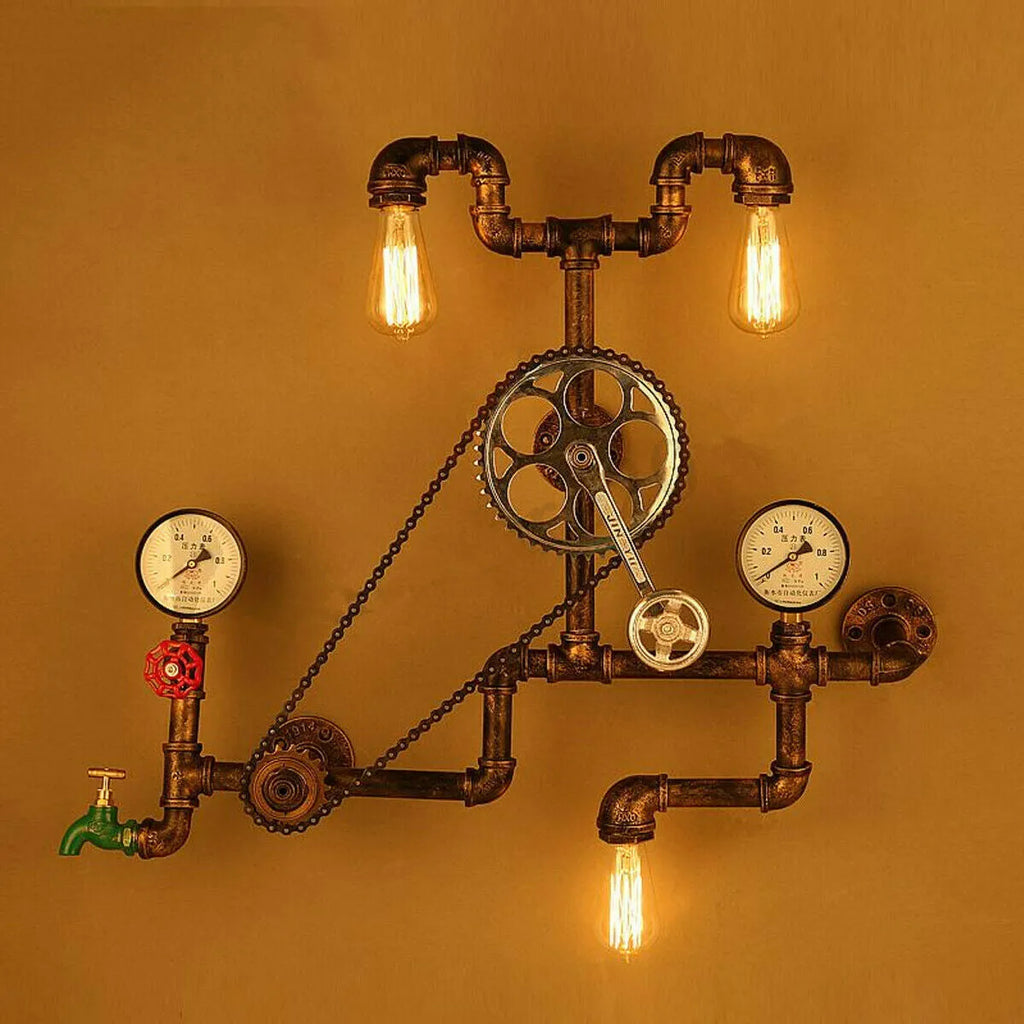 Red and gray copper steampunk 3/4 inch industrial manual valve with threaded connections