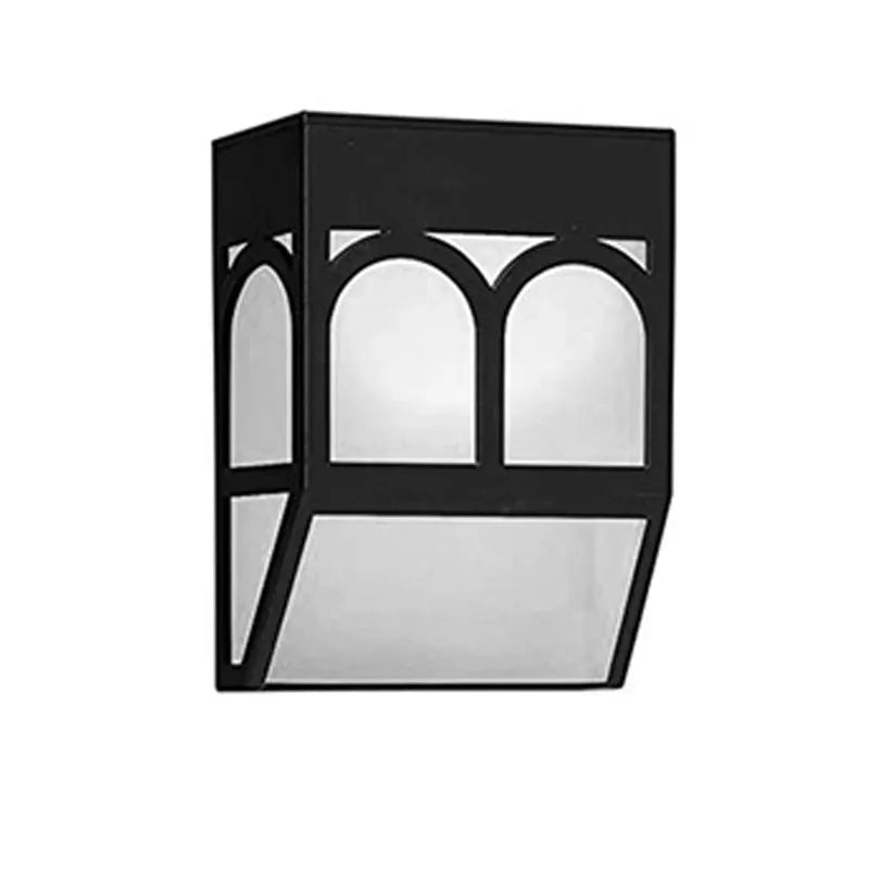 Solar-powered outdoor wall lamp with IP67 waterproof rating mounted on garden fence