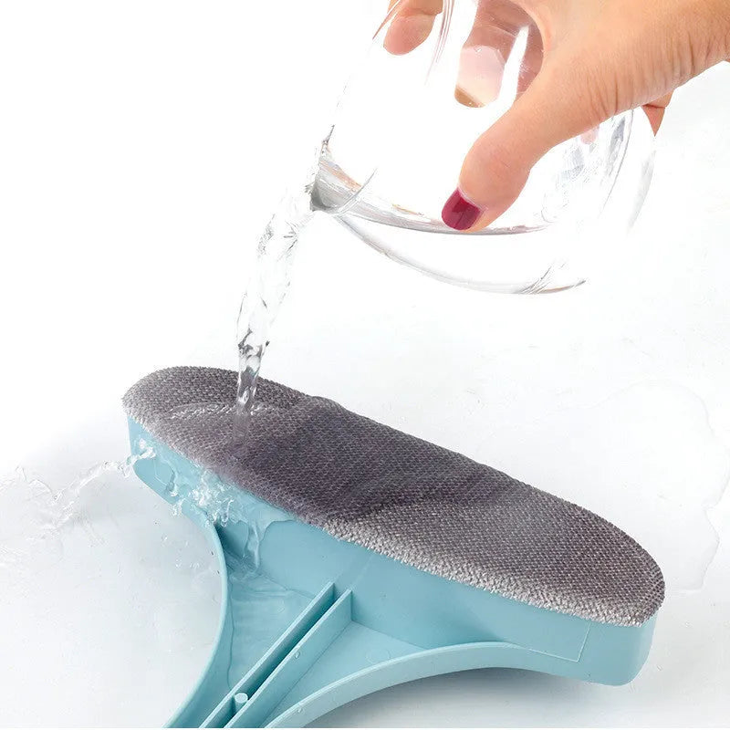 Window cleaning brush set with a main brush, a narrow gap brush, and an optional glass scraper tool.
