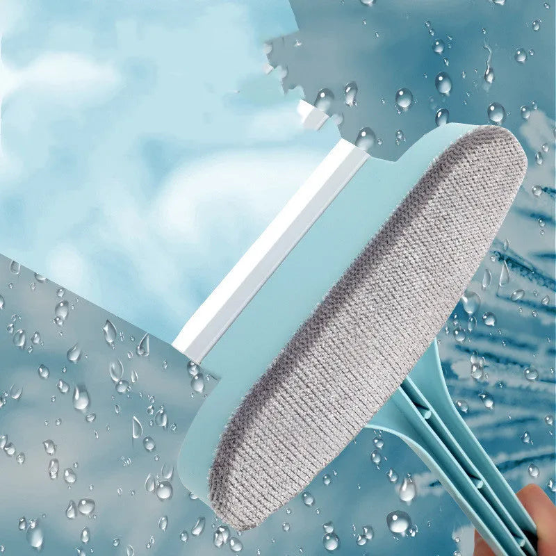 Window cleaning brush set with a main brush, a narrow gap brush, and an optional glass scraper tool.