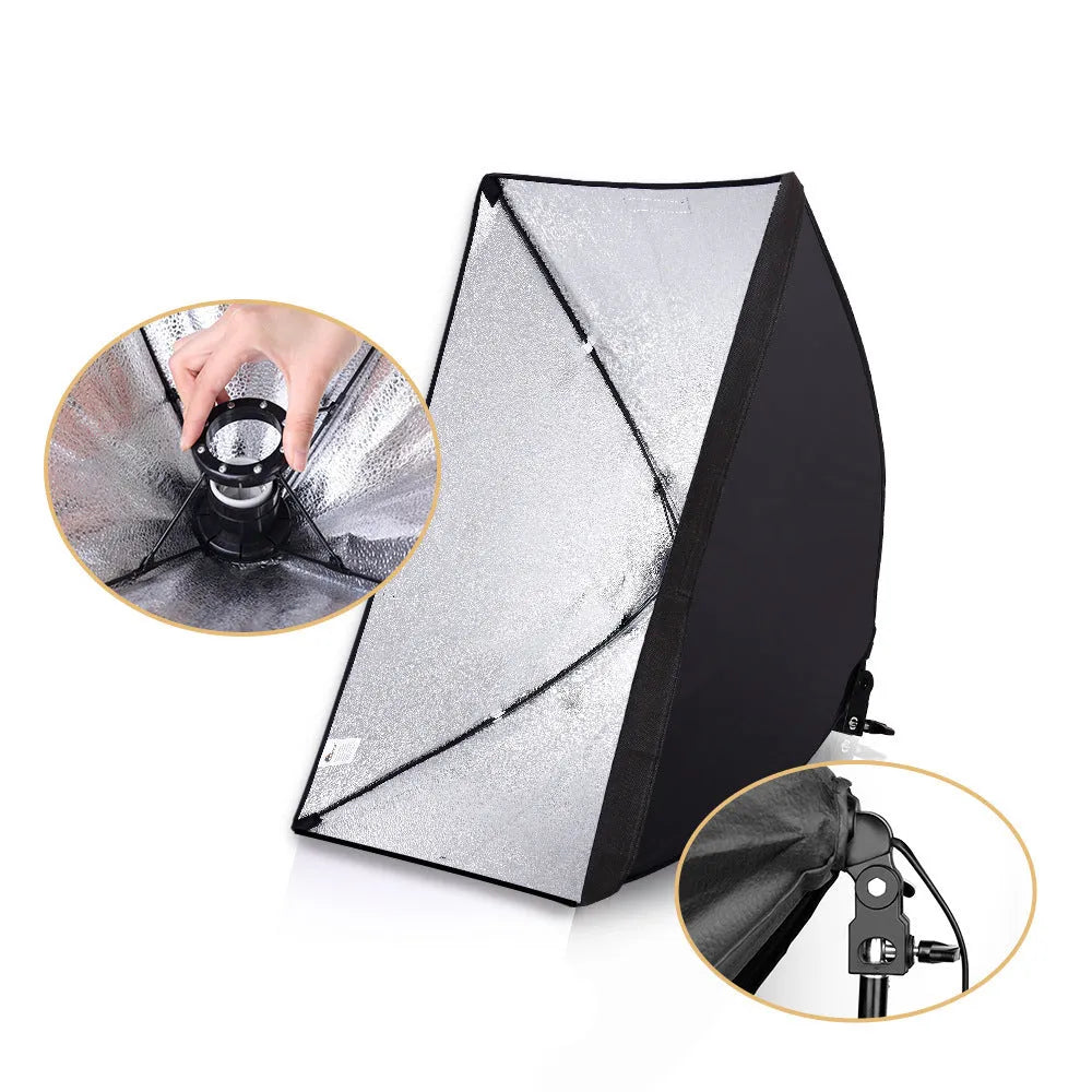 50x70cm photography softbox kit with 2 metre light stand for smartphone portrait shoots