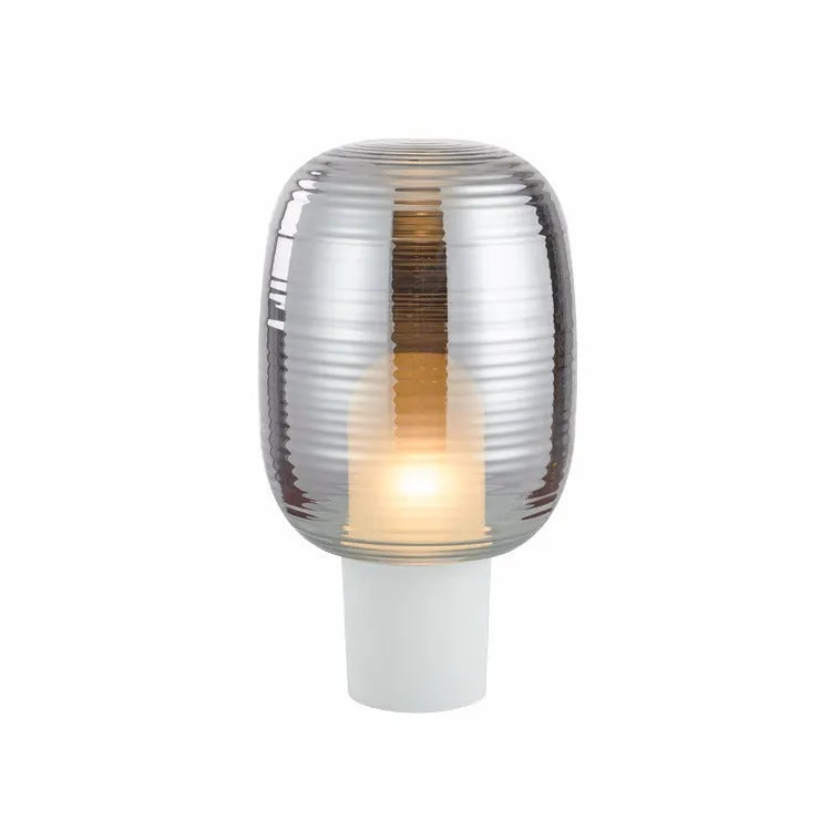 Modern glass table lamp in cognac colour with simple Nordic design and LED light source