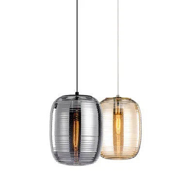 Modern glass table lamp in cognac colour with simple Nordic design and LED light source