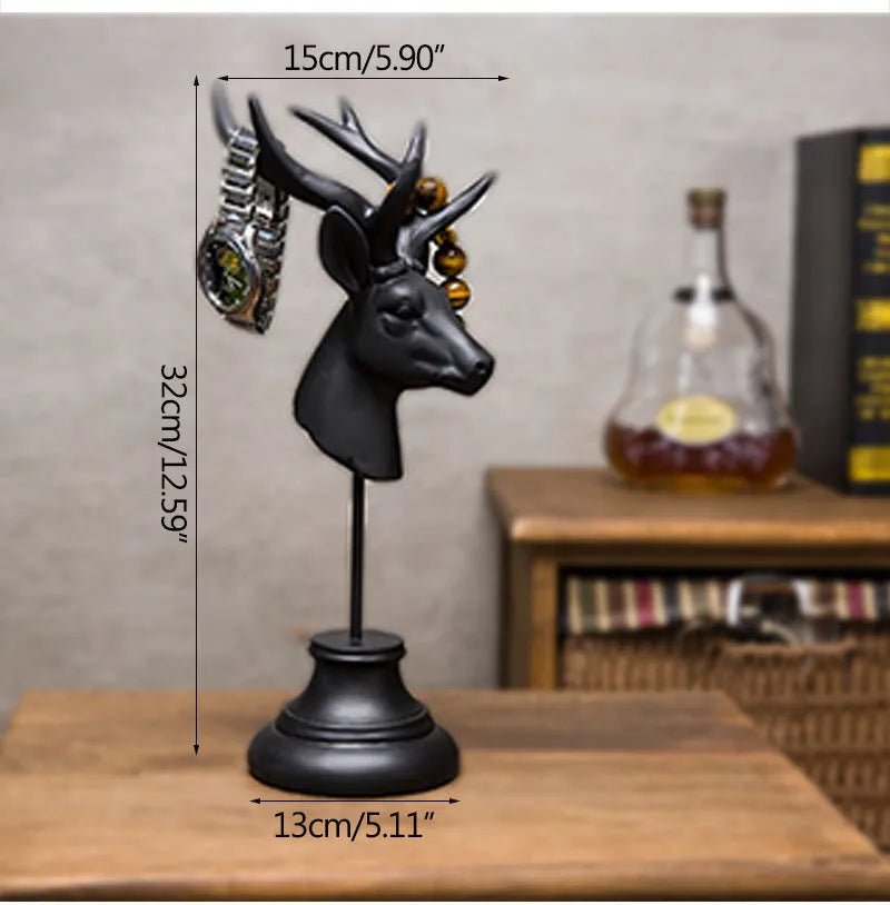 A solid natural resin animal sculpture for home decoration in black, white, or wood colour.