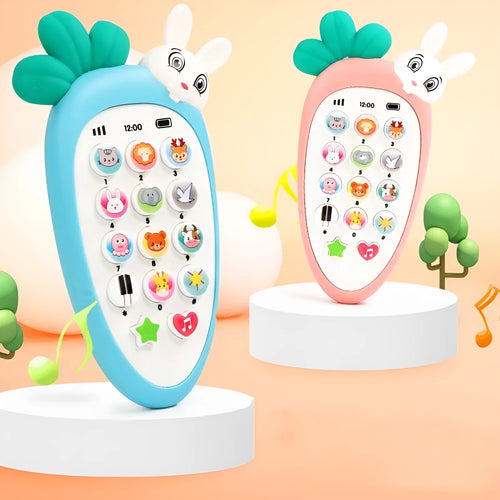 Baby electronic phone toy with animal shapes in multiple colours measuring 15cm for toddler educational play