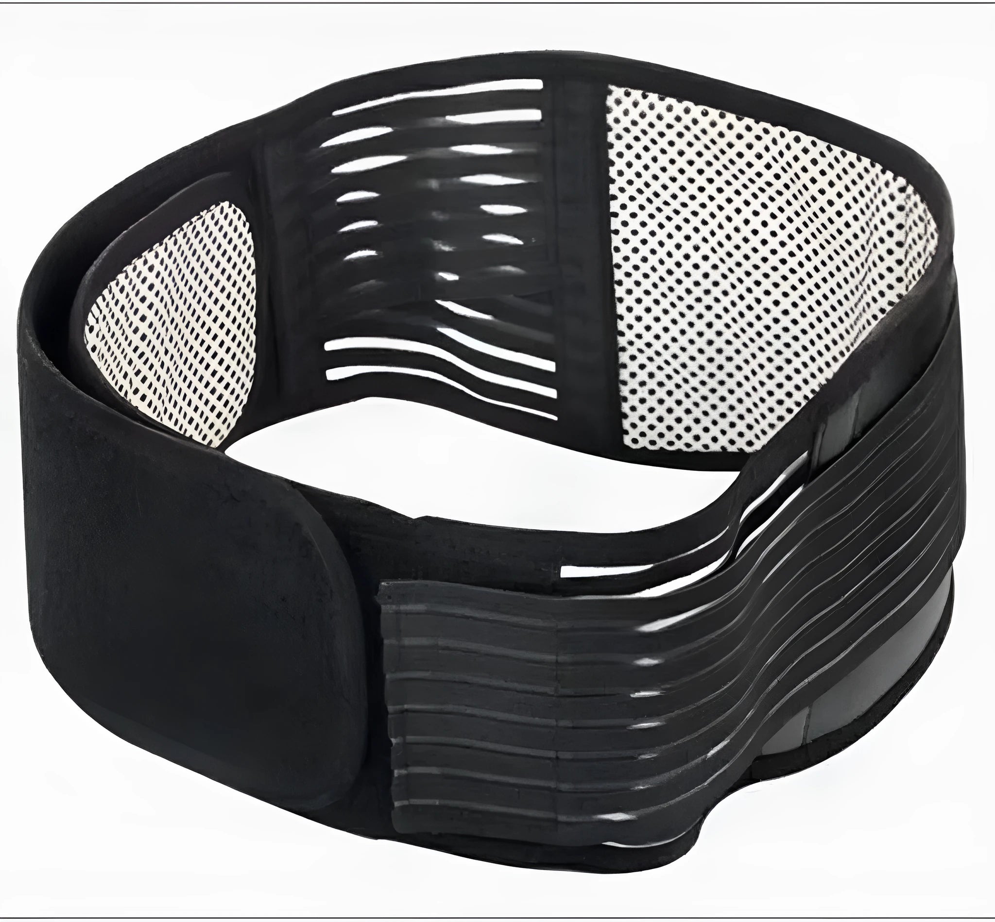 Self-heating waist protection belt in black colour with magnetic therapy for lumbar muscle strain relief