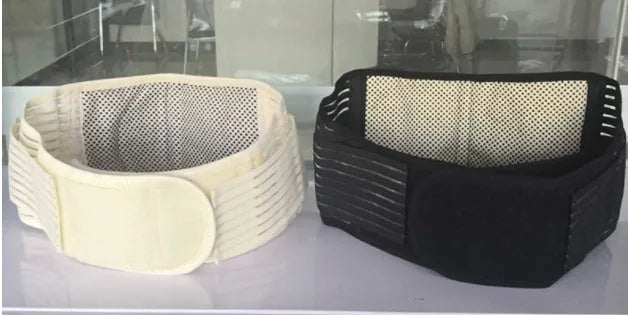 Self-heating waist protection belt in black colour with magnetic therapy for lumbar muscle strain relief