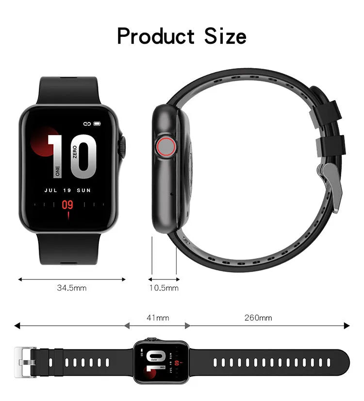 D06 smart watch with colour screen and liquid silicone strap on a wrist.