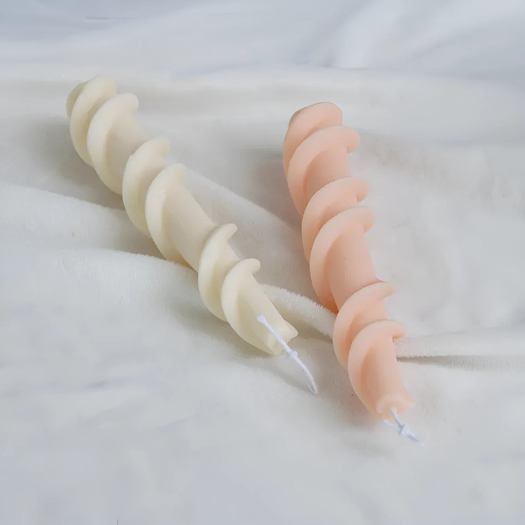 Silicone rotating lace candle mould for making decorative spiral rod candles