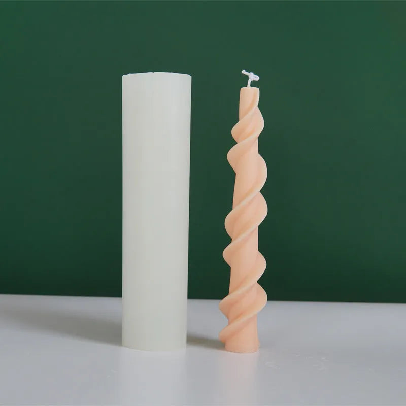 Silicone rotating lace candle mould for making decorative spiral rod candles
