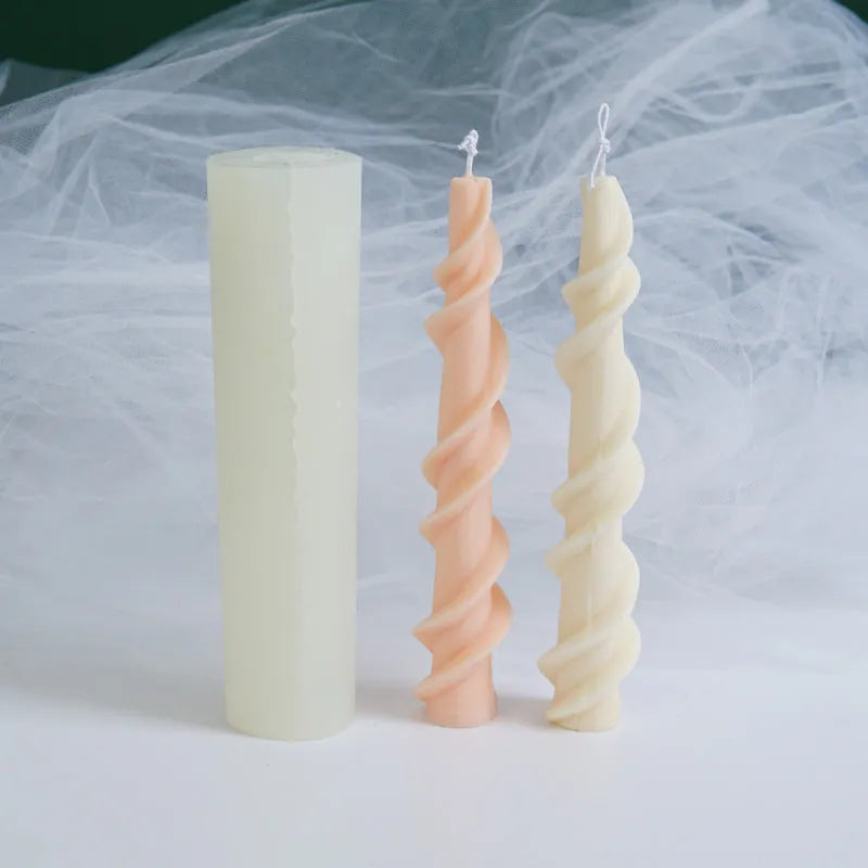 Silicone rotating lace candle mould for making decorative spiral rod candles