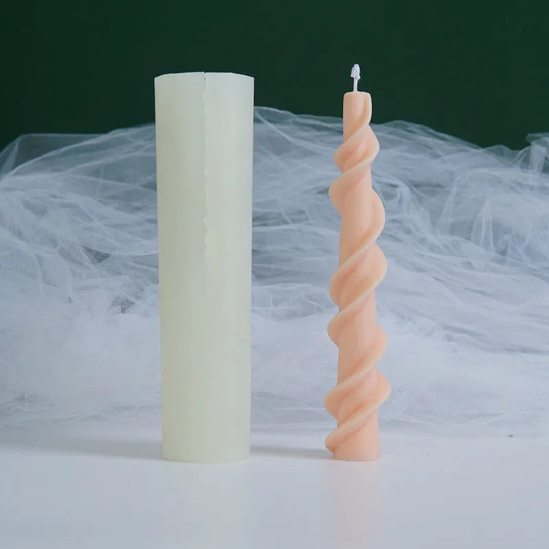 Silicone rotating lace candle mould for making decorative spiral rod candles
