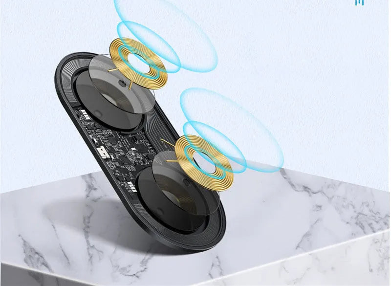 Baseus minimalist two-in-one wireless charger for phones and Pods in black colour
