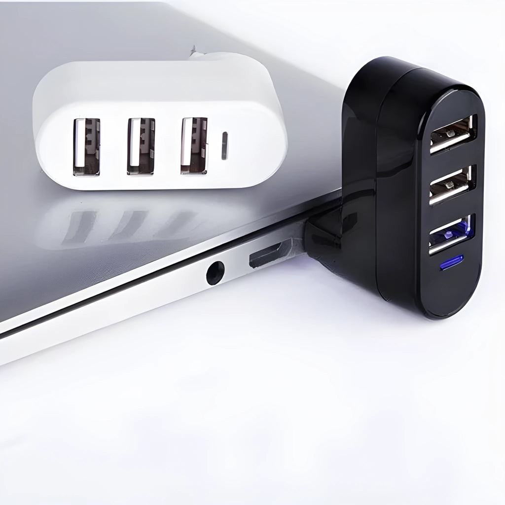 USB 2.0 hub splitter with multiple ports in black or white colour options