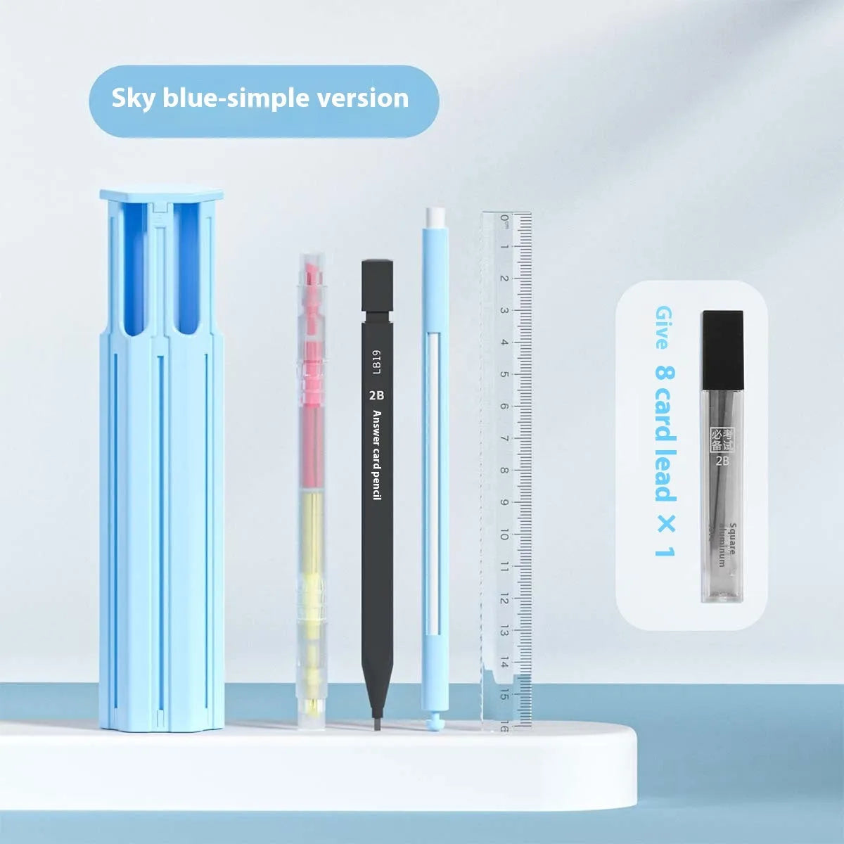 Plastic pressing pen pencil case kit in Sky Blue, Vigorous White, and Girl Pink colours for six or sixteen pens