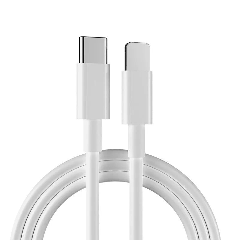 White 20W USB-C fast charger plug with cable for iPhone and iPad