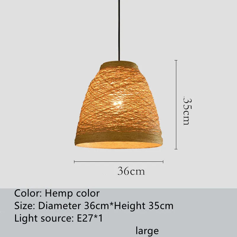 Rattan woven ball hanging lamp with adjustable chain in pastoral style for indoor lighting