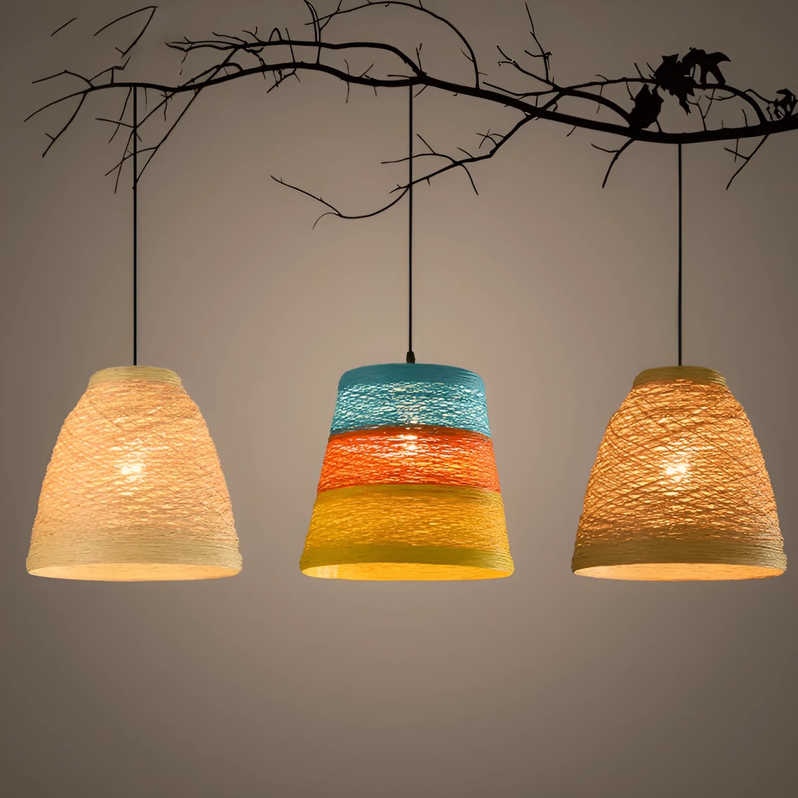 Rattan woven ball hanging lamp with adjustable chain in pastoral style for indoor lighting