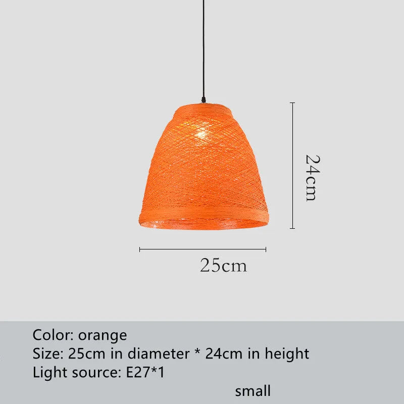 Rattan woven ball hanging lamp with adjustable chain in pastoral style for indoor lighting