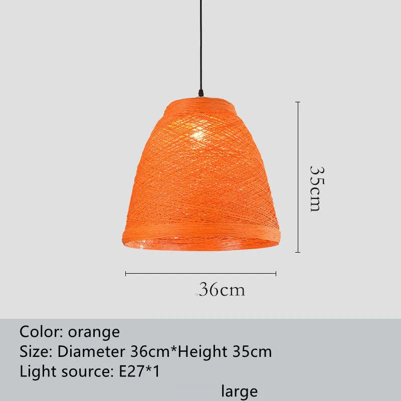 Rattan woven ball hanging lamp with adjustable chain in pastoral style for indoor lighting