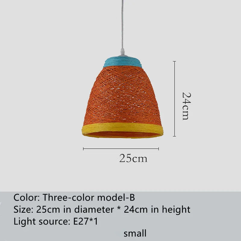 Rattan woven ball hanging lamp with adjustable chain in pastoral style for indoor lighting