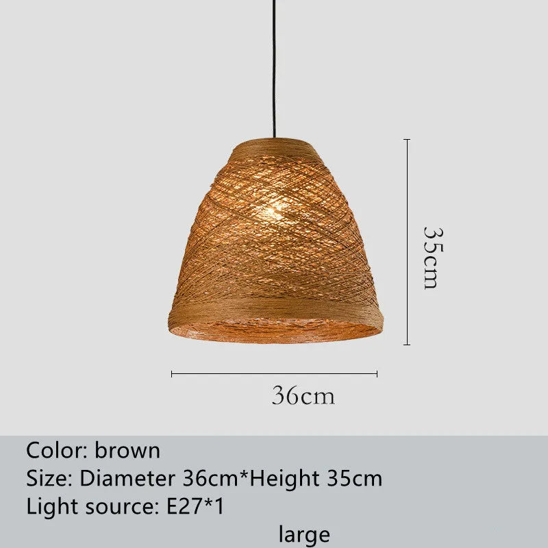 Rattan woven ball hanging lamp with adjustable chain in pastoral style for indoor lighting